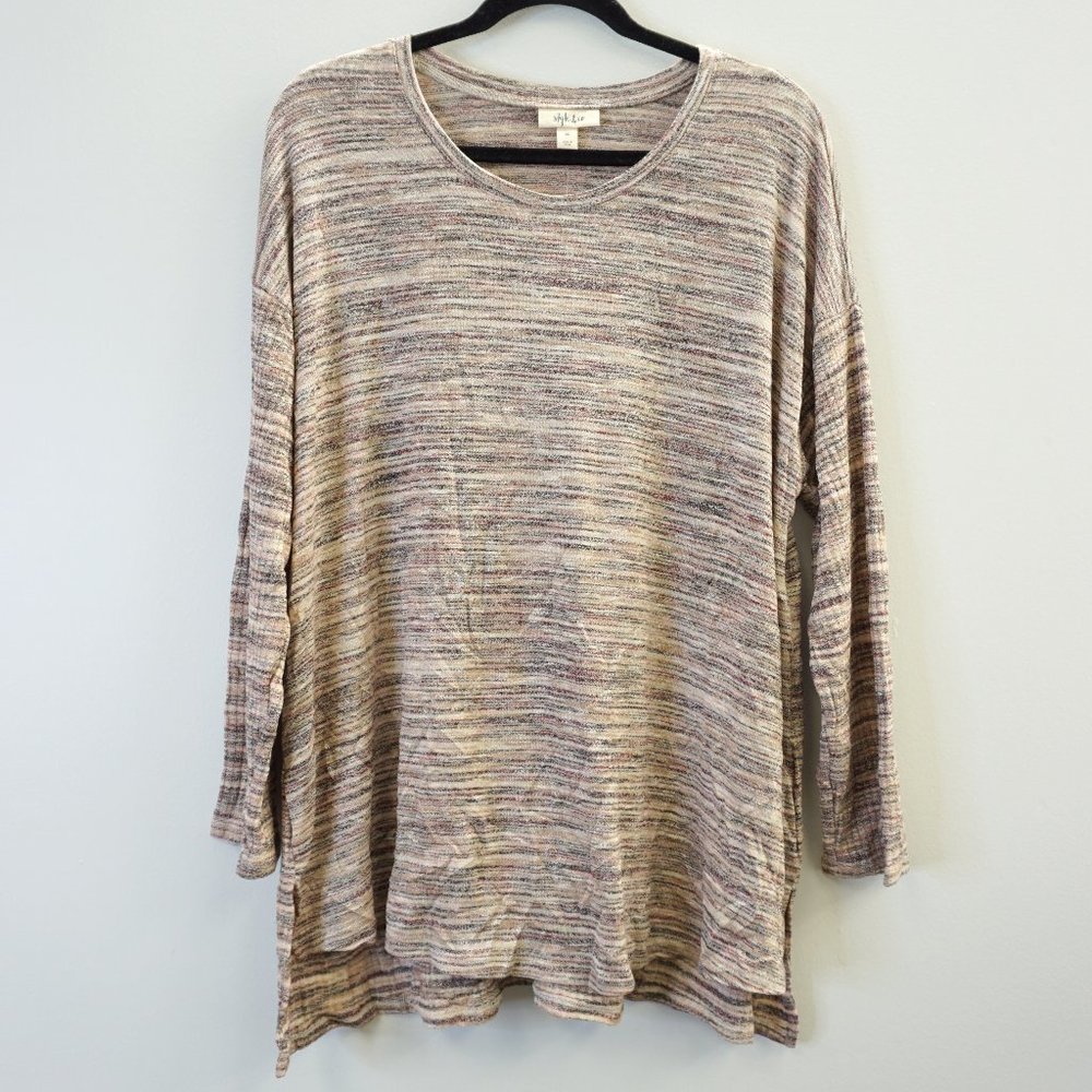 Style & Co Blush Striped Soft Boho Knit Pullover